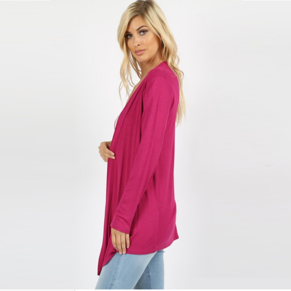 Draped Front Cardigan in BLACK - Picture 4 of 7